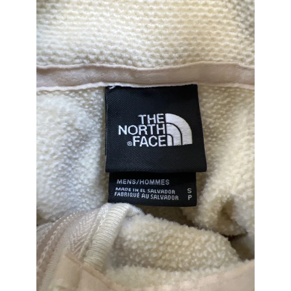 The North Face Men's Beige Fleece Textured Cap Rock Quarter Zip Jacket - S